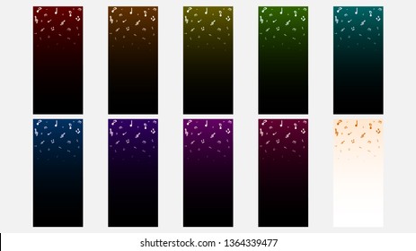 Set Of Color Music Background Note Piano