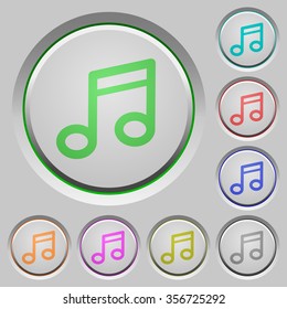 Set of color music sunk push buttons.