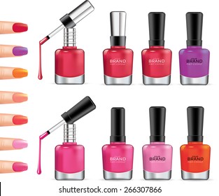 Set of color nail polish. 