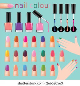 Set of color nail polish.