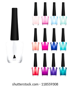 Set of color nail polish isolated on white