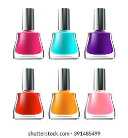 Set color nail polish  Isolated white background  Created and gradient meshes  Vector EPS 10