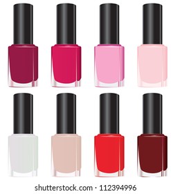 Set of color nail polish. Vector EPS8