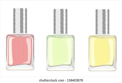 Set of color nail polish. Vector