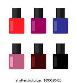 Set of color nail polish. Vector illustration