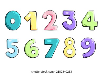 Set of color numbers for kids. vector illustration