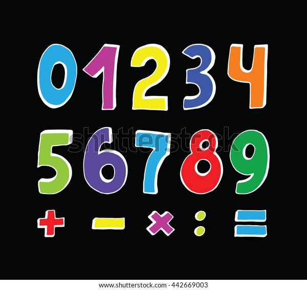 Image vectorielle de stock de Set Color Numbers On Black Background