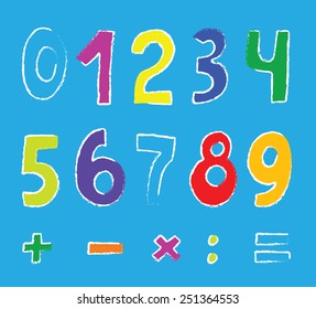 Set of color numbers on blue