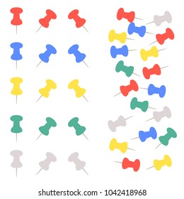 Set of color office clerical buttons. Simple flat vector illustration isolated on white background.