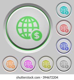 Set of color Online payment sunk push buttons.