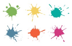 Set Of Color Paint Splashes.Paint Splatters Collection.