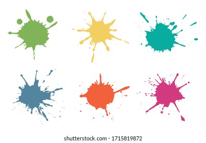 Set of color paint splashes.Paint splatters collection.
