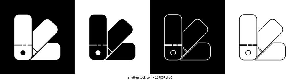 Set Color palette guide icon isolated on black and white background.  Vector Illustration