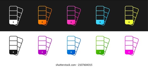 Set Color palette guide icon isolated on black and white background.  Vector