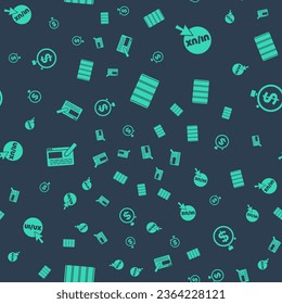 Set Color palette guide, UI UX design y Time es dinero en un patrón sin fisuras. Vector