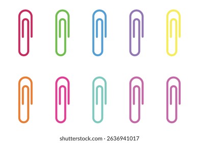 Set of color paper clips with pastel color vector illustration. Suitable for clip art, stickers, flat design illustration, etc
