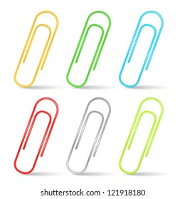 Set of color paper clips, vector eps10 illustration