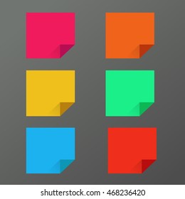 Set of color paper notes. Vector