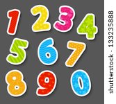 Set of color paper numbers