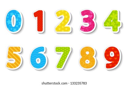 Set of color paper numbers