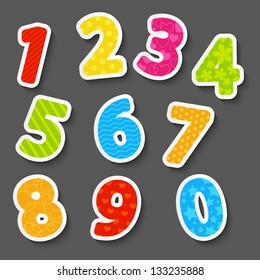 Set of color paper numbers