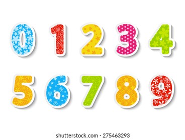 Set of color paper numbers