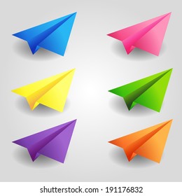 Set of color paper planes
