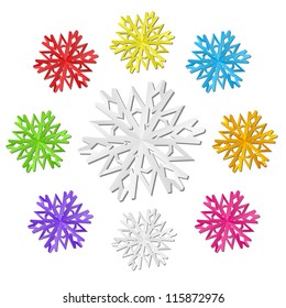 Set of color paper snowflakes
