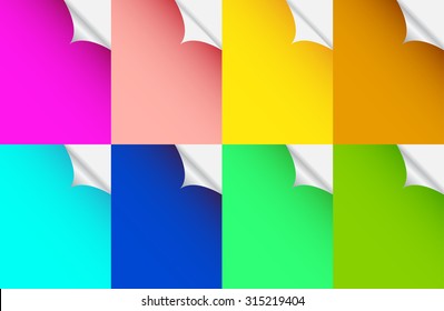 Set of Color paper sticker  curl 