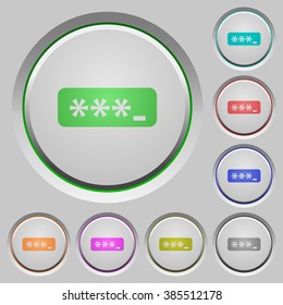 Set of color Password typing sunk push buttons.