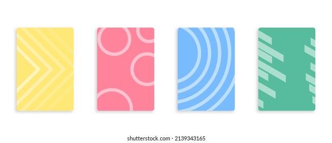 Juego de póster de plantilla color pastel. patrón abstracto fondo de diseño dinámico mínimo. ilustración vectorial. composición gráfica amarilla, roja, azul, verde para el catálogo de portadas de folletos.