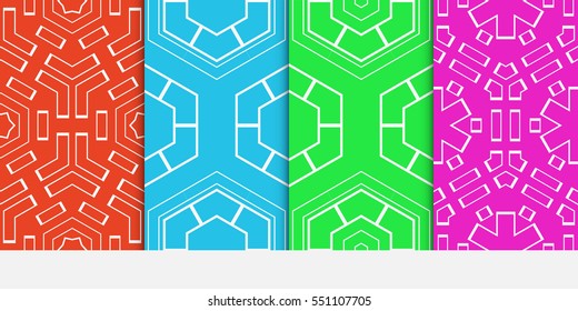 set of color pattern with hexagon. geometric design. vector illustration