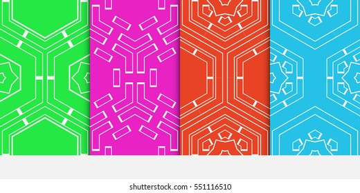 set of color pattern with hexagon. geometric design. vector illustration