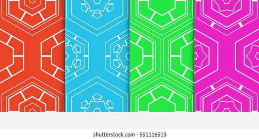 set of color pattern with hexagon. geometric design. vector illustration