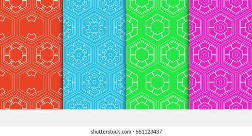 set of color pattern with hexagon. geometric design. vector illustration