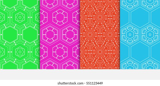 set of color pattern with hexagon. geometric design. vector illustration