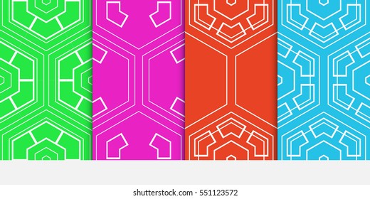 set of color pattern with hexagon. geometric design. vector illustration