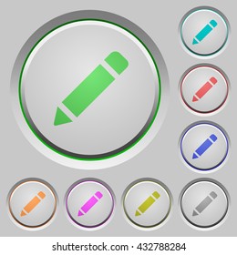 Set of color pencil sunk push buttons.