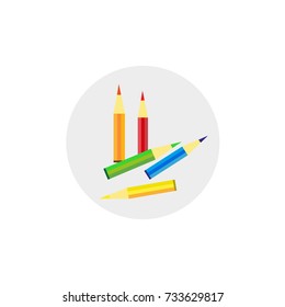 Set of color pencils flat vector icon, flat design.