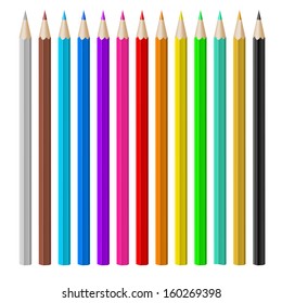 Set Realistic Colorful Pencil Color Pencils Stock Vector (Royalty Free ...