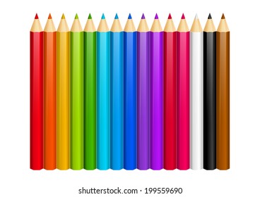 Set of color pencils isolated on white