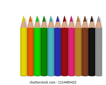 set of color pencils on transparent background