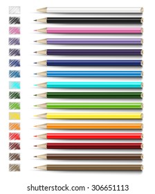 set  of color pencils on white background