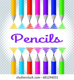 A set of color pencils, pencils for school children on a white background,  a school stationery sale