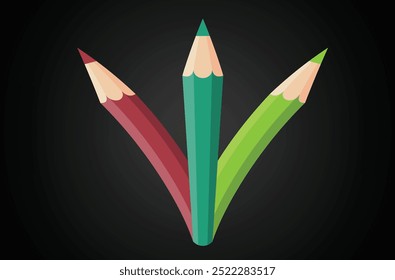 Set of Color Pencils - Stationery Design - Back to School Design