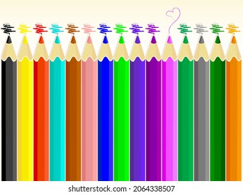 A set of color pencils with a trace