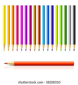 Set of color pencils. Vector.