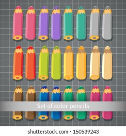 Set of color pencils. Vector illustration.