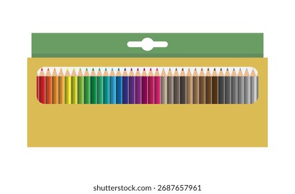 Conjunto de Lápis de Cor - Ilustração de Vetor. Design plano. Ferramentas artísticas e escolares
