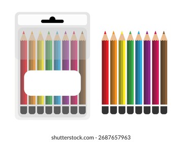 Conjunto de Lápis de Cor - Ilustração de Vetor. Design plano. Ferramentas artísticas e escolares